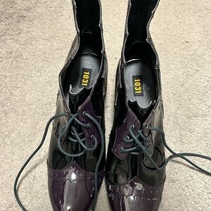 Black and Purple Batwing Heels